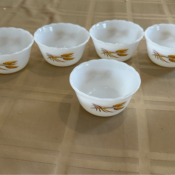 White Bowls with Wheat Design - Picture 3 of 4